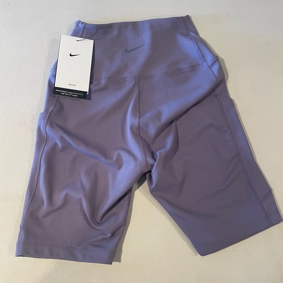 Nike One Dri-Fit Purple High Rise 8” Length Athletic Biker Shorts Sz XS NWT - Picture 7 of 7